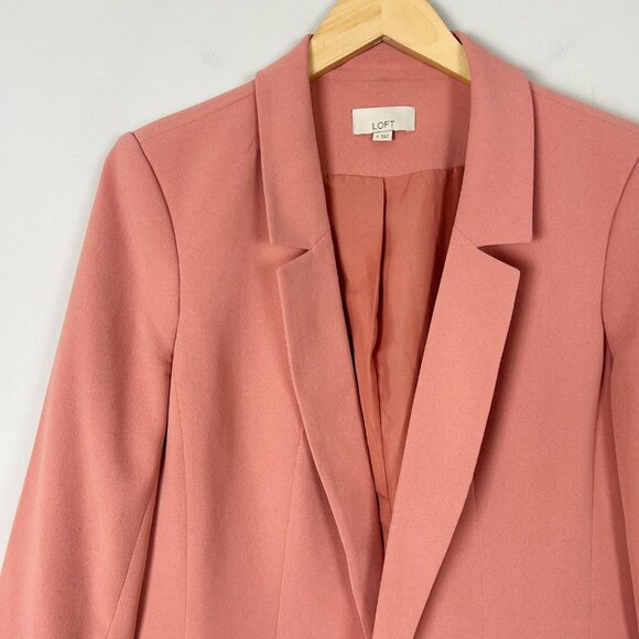 Loft Mauve Pink Blazer Jacket Open Front 3/4 Sleeve Career Size 8 Women's - Picture 2 of 4